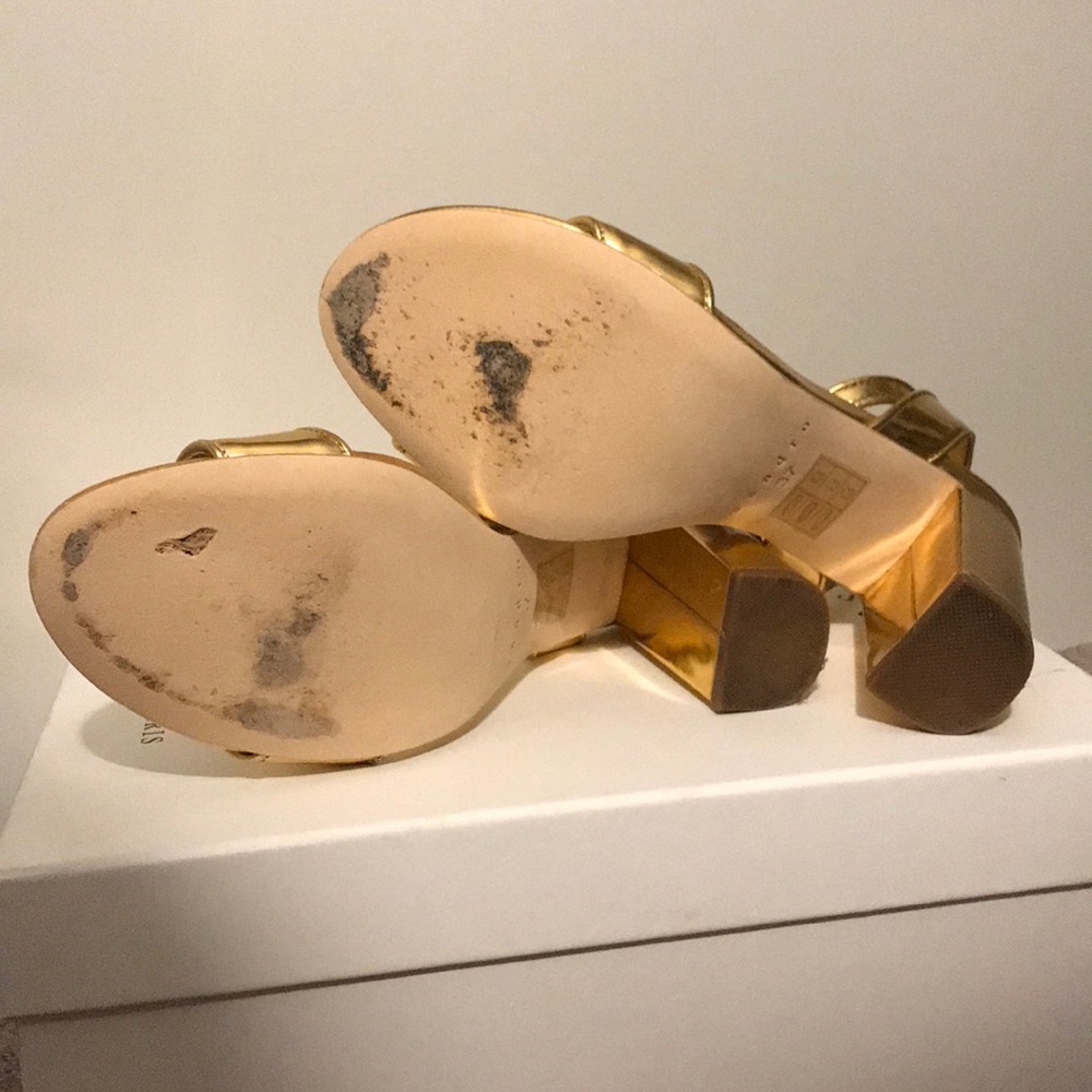 Sandro Adrianne heeled sandals in gold leather - Picture 6 of 8